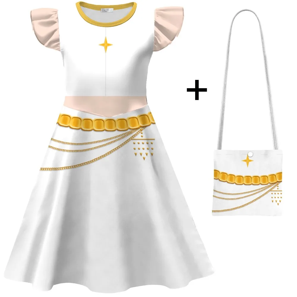 

Anime KPop Rumi Cosplay Dresses Girls Demon Hunters Zoey Mira Costume Halloween Dress Printed Kids Singer Show Dress Fashion