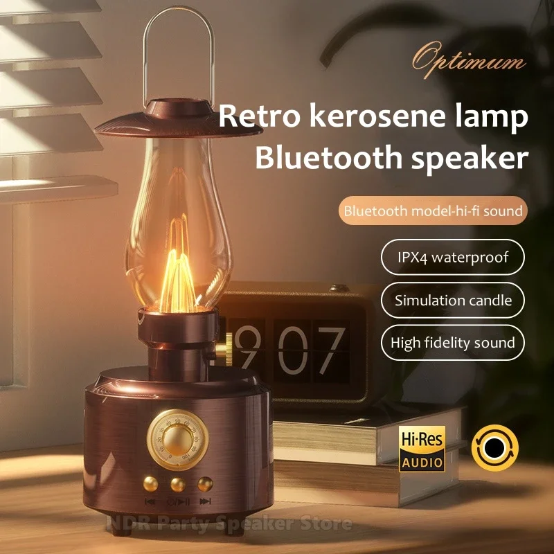 C210 Gift Retro Kerosene Lamp Wireless Bluetooth Speakers Rechargeable Battery Portable Compatible Office Outdoor Camping Lamp