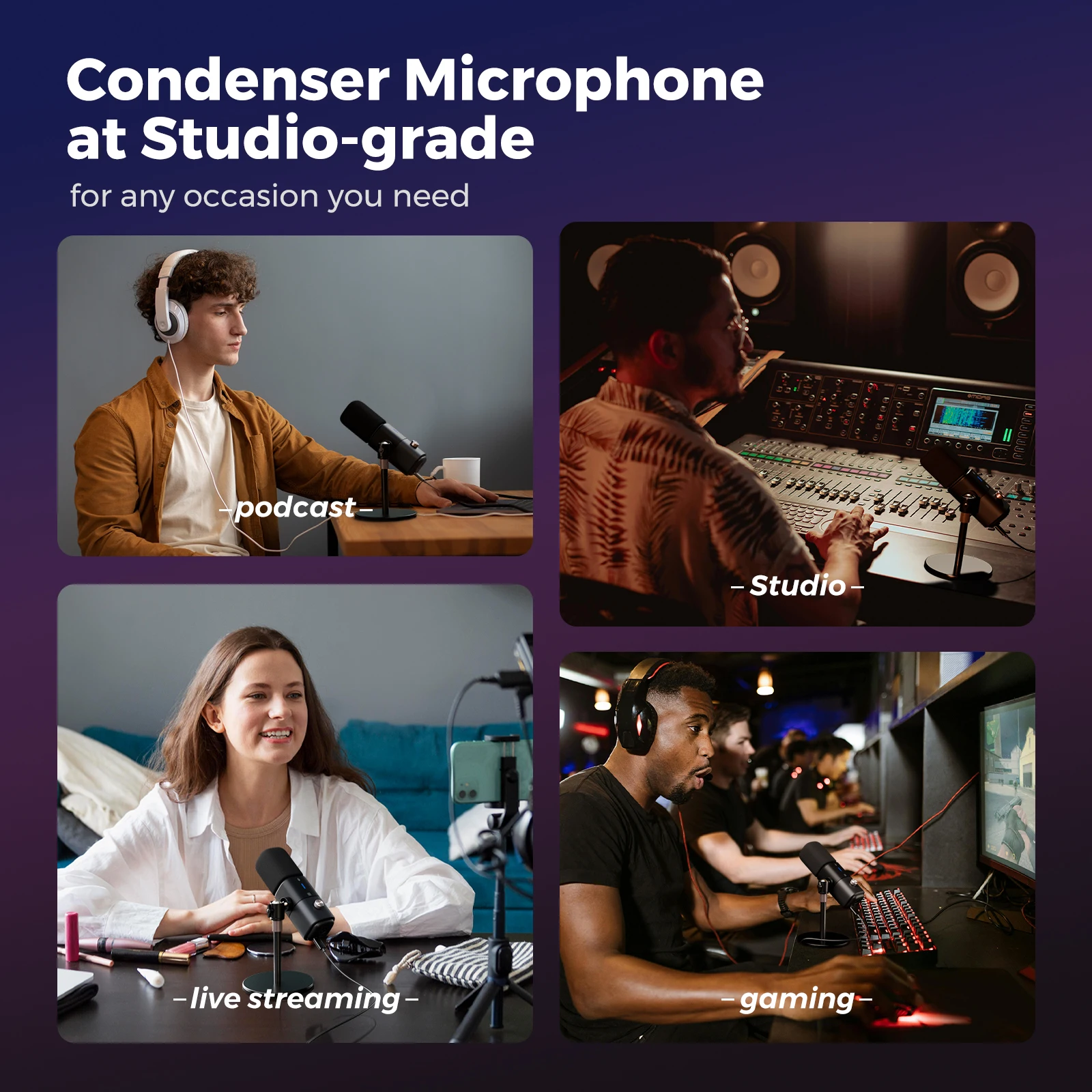 NearStream Desktop Microphone Condenser USB XLR US Local Shipping Plug-and-Play Professional Mic pc for Gaming Streaming