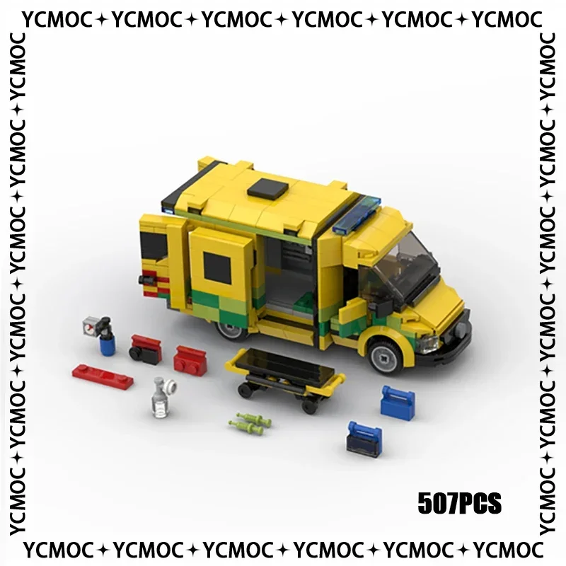 YcMoc Building Blocks Belgian Ambulance Car Model Technology Brick Brand-name Vehicle DIY Toy For Child Gifts