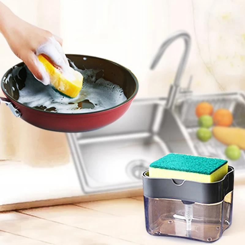 Kitchen Detergent Press Portable Soap Dispenser Pak Clean Cloth Dishwashing Pot Soap Dispenser Cleaning Tool