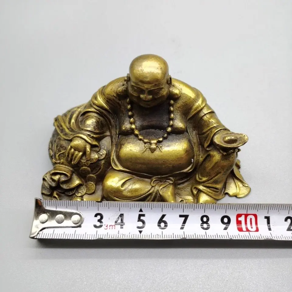 Copper good luck fat Laughing Maitreya Buddha Statue Buddhist sitting Buddha Statue Office Home Decor Gift view 3
