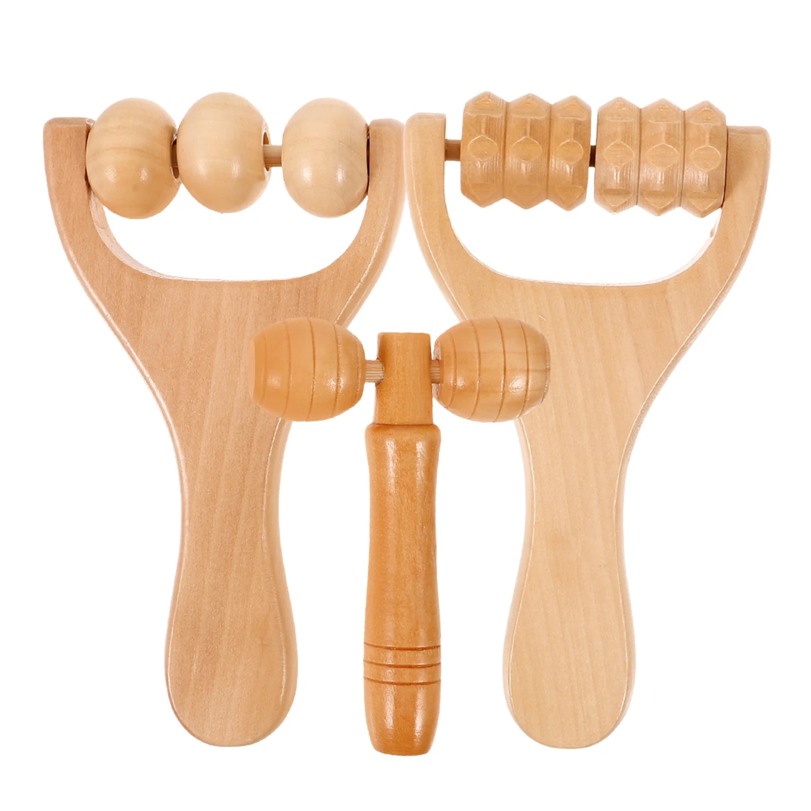 

1 set Wooden Massage Roller Set Smooth Round Handheld Tools for Face Neck Shoulder Foot Back Self Care Body Massager
