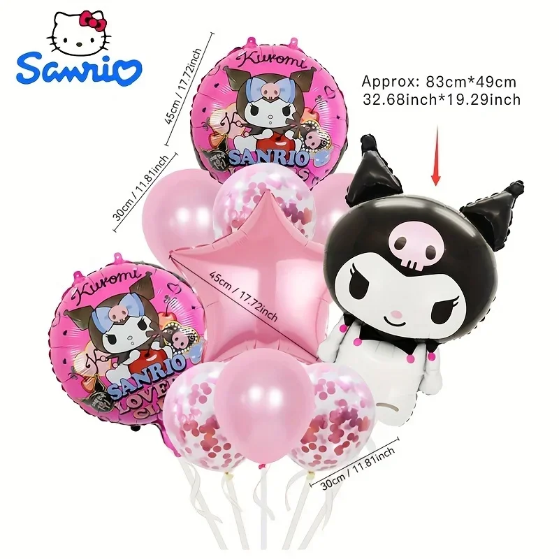 10pcs Sanrio My Melody Balloon Set Cute Kuromi Kids Cartoon Anime Perfect for Birthday Graduations Weddings Party Decorations