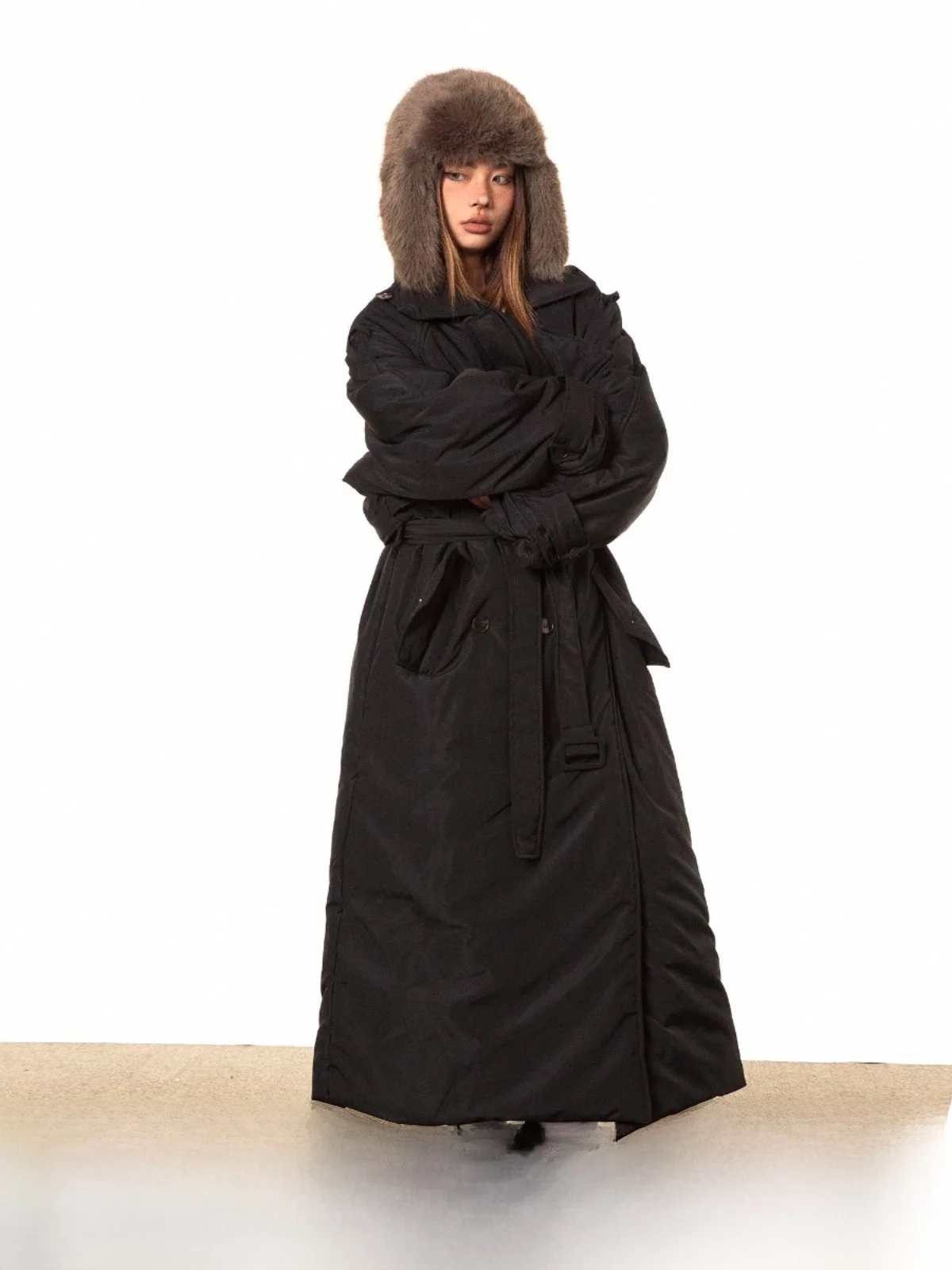 

Женское длинное пальто Bla Thiened, удобная теплая хлопковая куртка с двумя рядами пуговиц, уличная свободная зимняя верхняя одежда