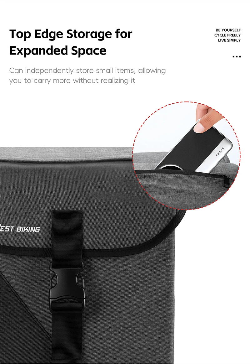 WEST BIKING Doppelseitige Fahrrad-Gepäckträgertasche 32L Wasserdichte Fahrradtasche für Langstreckenfahrten MTB Gepäckträger Fahrradzubehör – Detail 10
