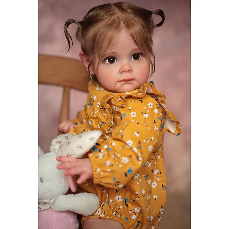 60CM Newborn Handmade 3D Skin High Quality Reborn Toddler Maggie Detailed Lifelike Hand-rooted hair Collectible Art Doll