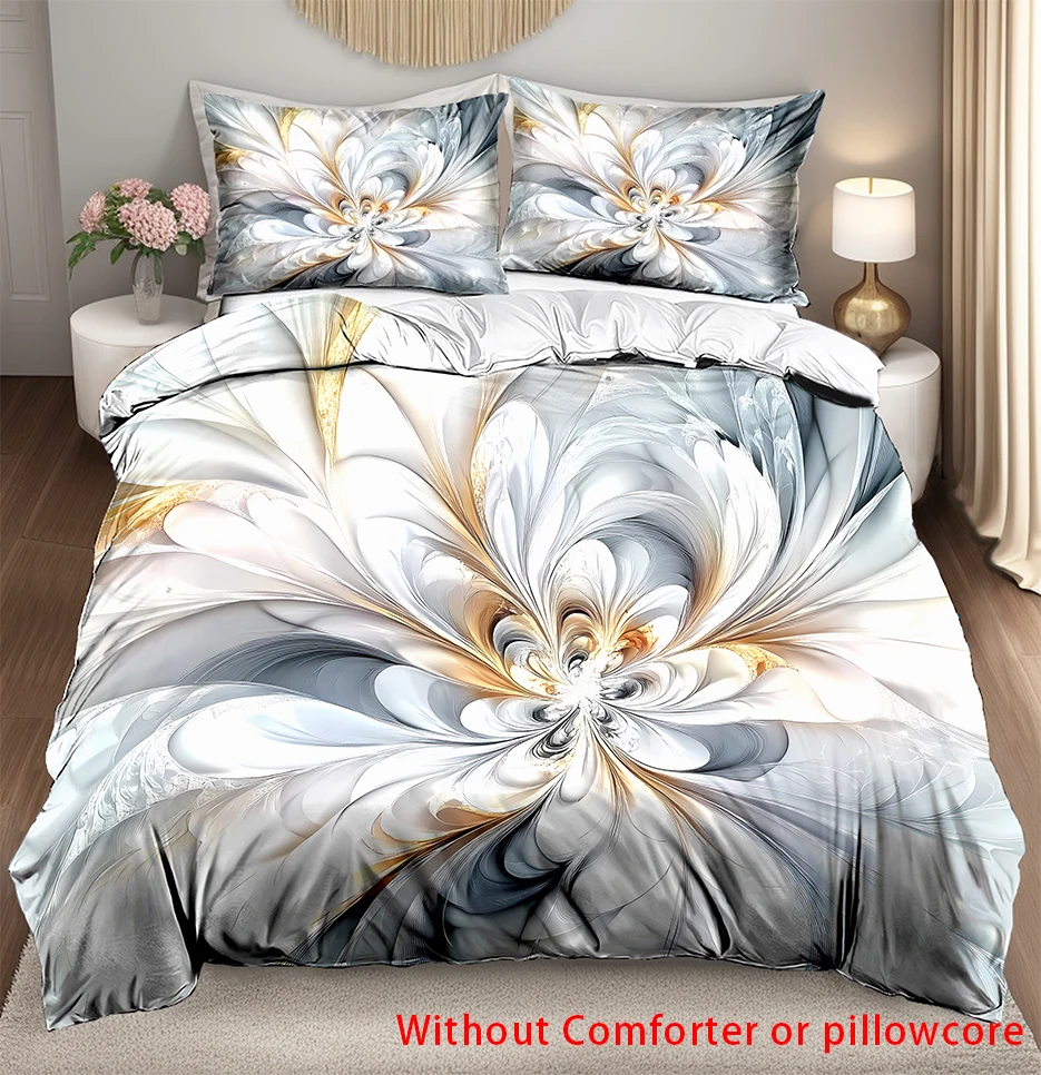 3D Psychedelic Floral Duvet Cover Set Abstract Flower Print Bedding For Bedroom Decor Soft Comfortable Quilt Covers Pillow Cose