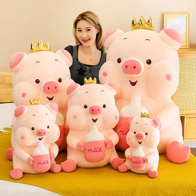 

New bottle pig doll plush toy creative cartoon pig doll large sleeping pillow