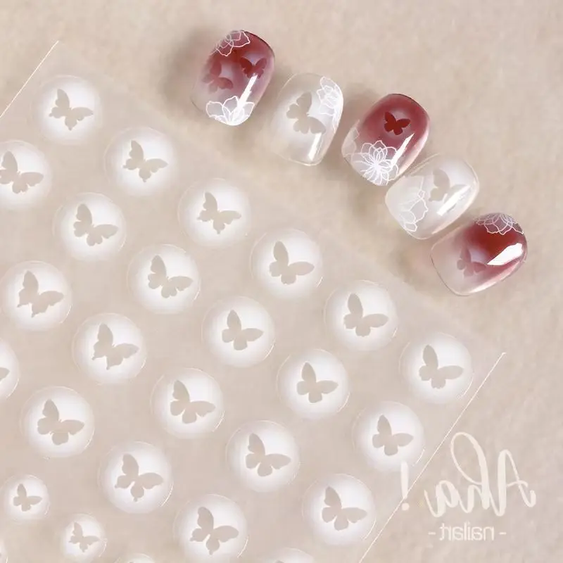 

5D Heart Butterfly Star Nail Decorations Decals DIY Manicure Supplies Accessories White Japanese Hollow Nail Art Stickers