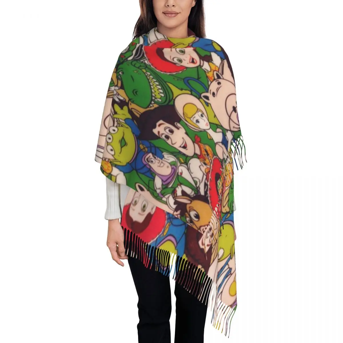 

Женский шарф с кисточками из мультфильма «История игрушек», мягкая шаль, женские зимние шарфы