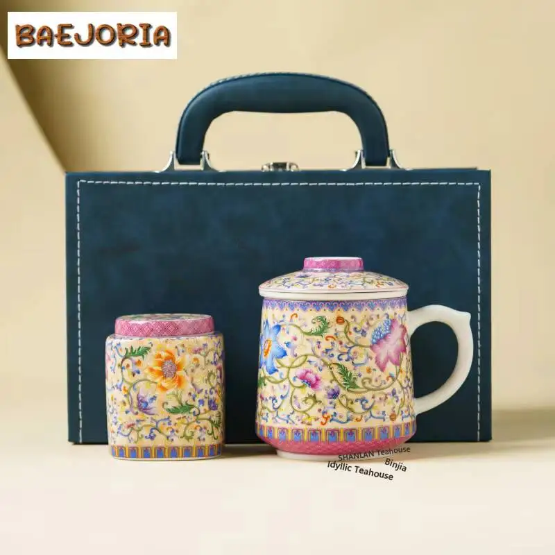BAEJORIA Colour Enamels Tea Set Complete Set Zen Tea Tools Set Tea Ceremony Set Teapot And Tea Cup Set Cafes Supplies Ornaments