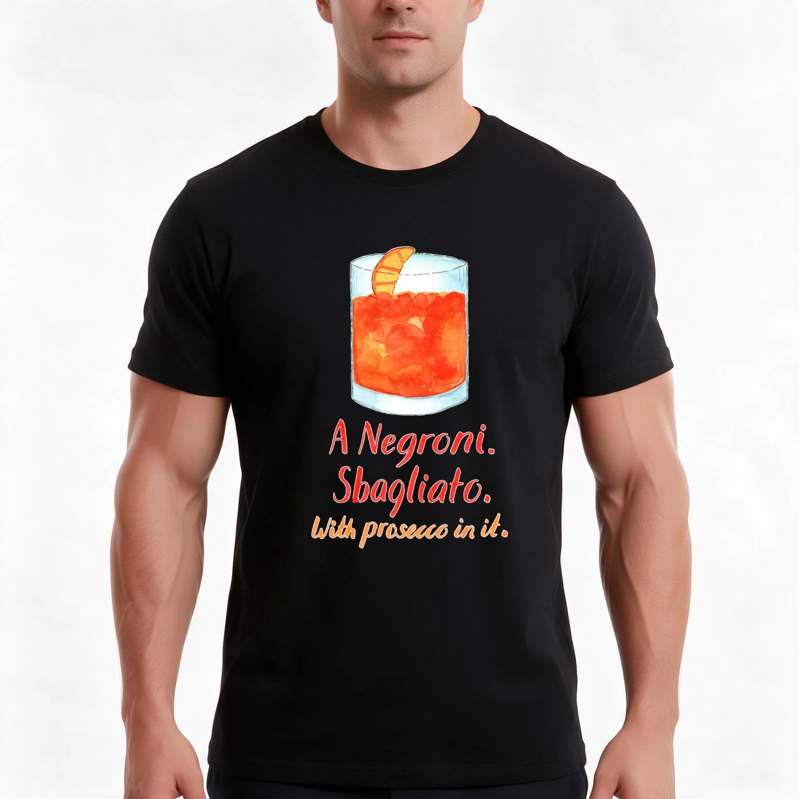 A Negroni Sbagliato... with Prosecco in it. T-Shirt Summer Casual Cotton Tee Oversized Streetwear Tops Vintage Graphic Print
