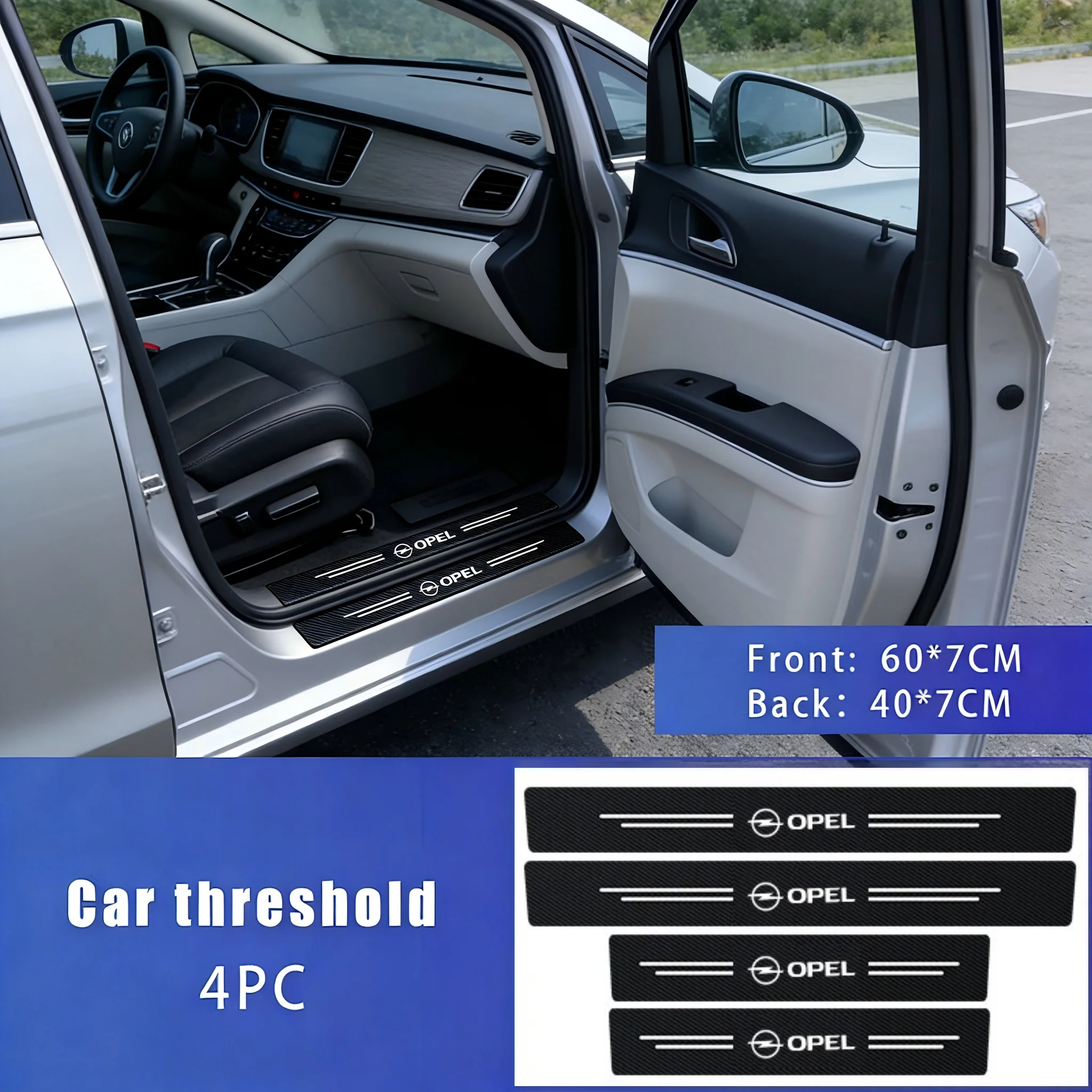 

Opel Car Accessories Door Sill Guards-4PCS Carbon Fiber Texture Sticker Kit Fit For Vauxhall Corsa Astra Mokka Combo Zafira etc