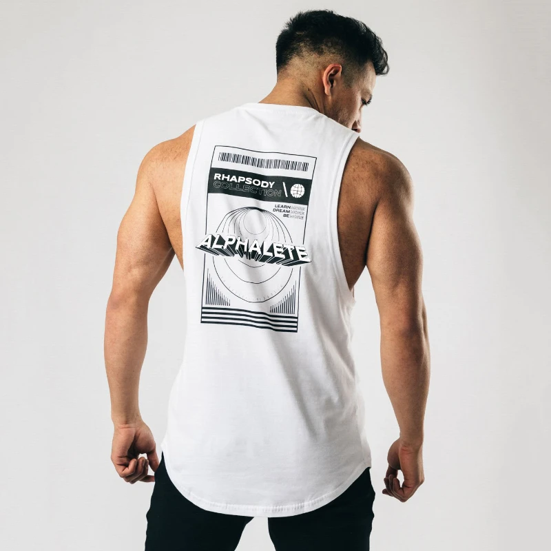 Men\'s Gym Clothing Muscle Summer Sports Casual Running Workout Quick Dry Tank Top Print Male Bodybuilding Sleeveless Shirt Vest