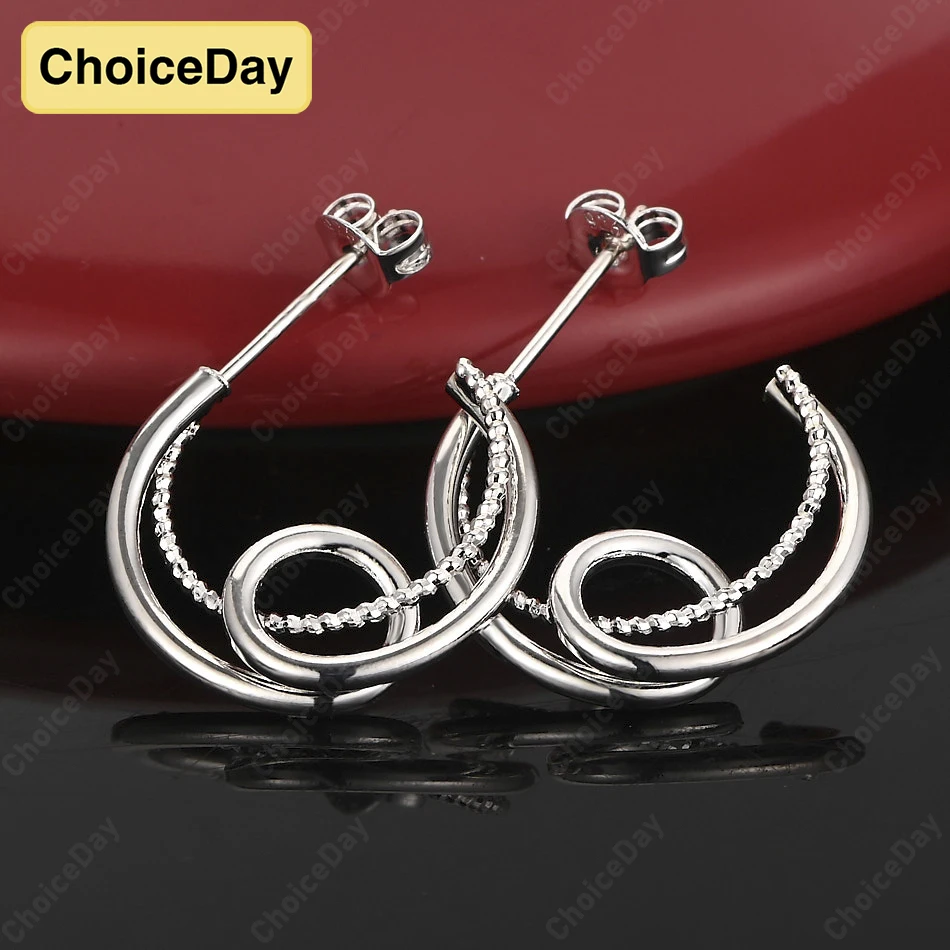 

ChoiceDay 925 Sterling Silver Exquisite Geometric Stud Earrings Women Fashion Gift Jewelry Accessories Party