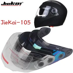 Genuine JIEKAI 105 Motorcycle Helmet Visor Transparent Brown Color Silver Plated Anti-fog Lens Moto Accessories Capacete De Moto
