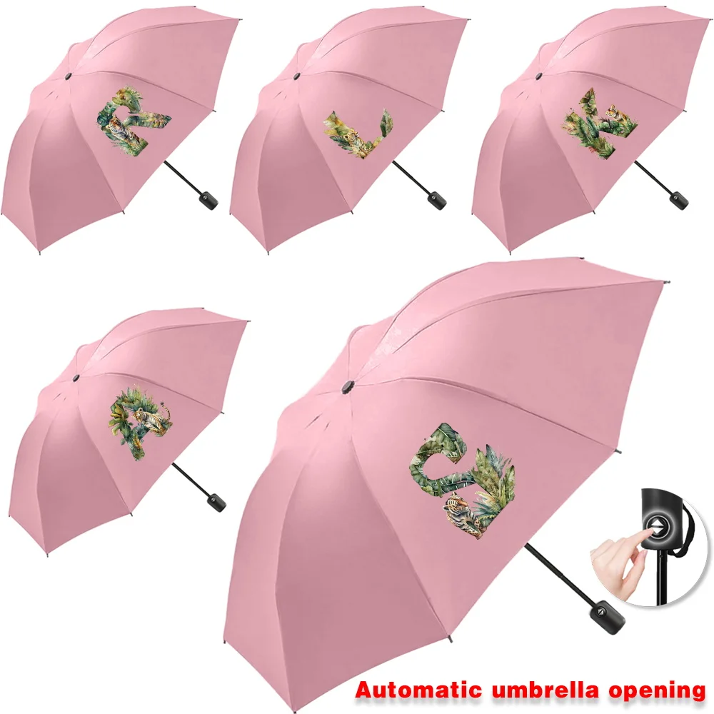 

Sunshade Sunscreen Rain Umbrellas UV Automatic Umbrella Cute Print Outdoor Picnics Hiking Tours Travel Essentials Jungle Tiger