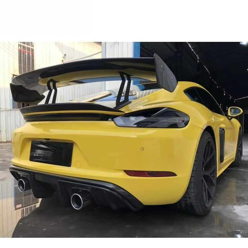 شفة خلفية 718 مناسبة لـ POR 718 2016-2019 Year GT4 نمط الشفة الخلفية ناشر خلفي من ألياف الكربون الجافة لـ 718 Cyman #3