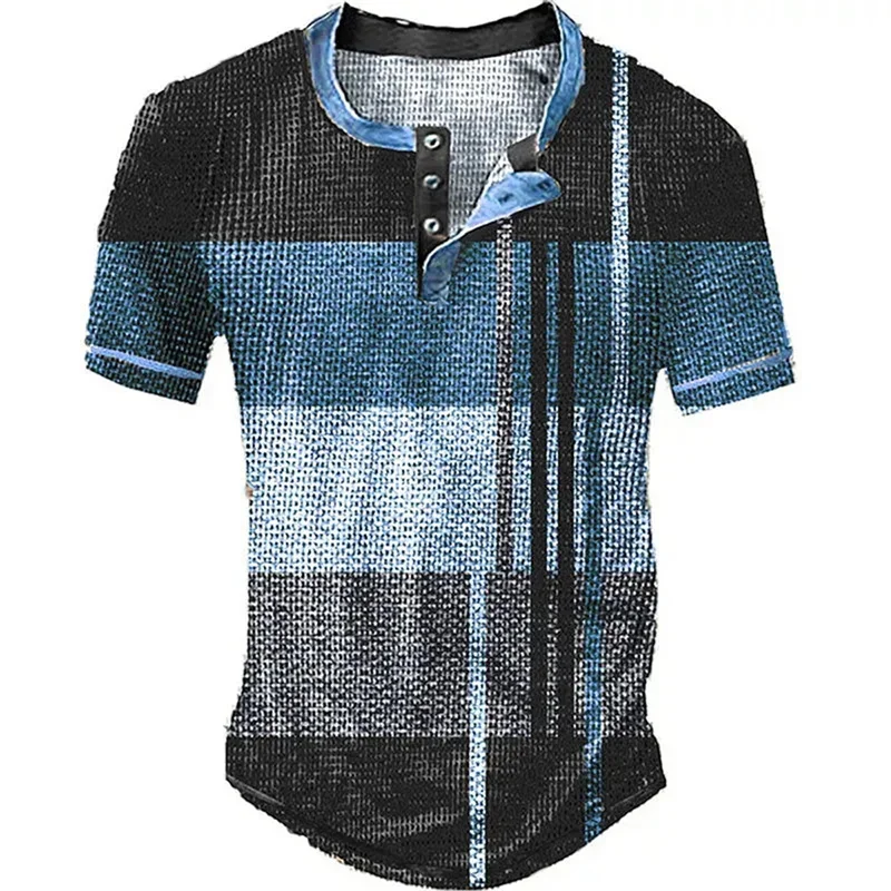 Herren V-Ausschnitt Knopfleiste Kurzarm-Oberteil Schnelltrocknend Herren Vintage-Kleidung Personalisiertes Sommer-Freizeit-T-Shirt Waffel-Großpullover – Detail 2