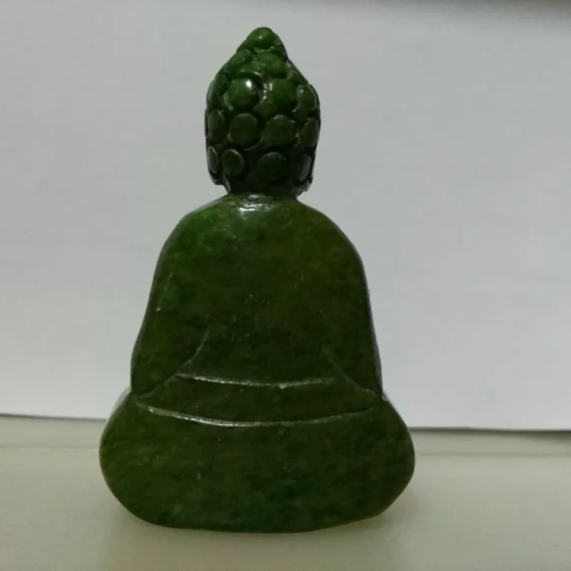 Chinese Handwork Green Jade Carving Buddha Statues Antique Style Feng Shui Decorations for Home