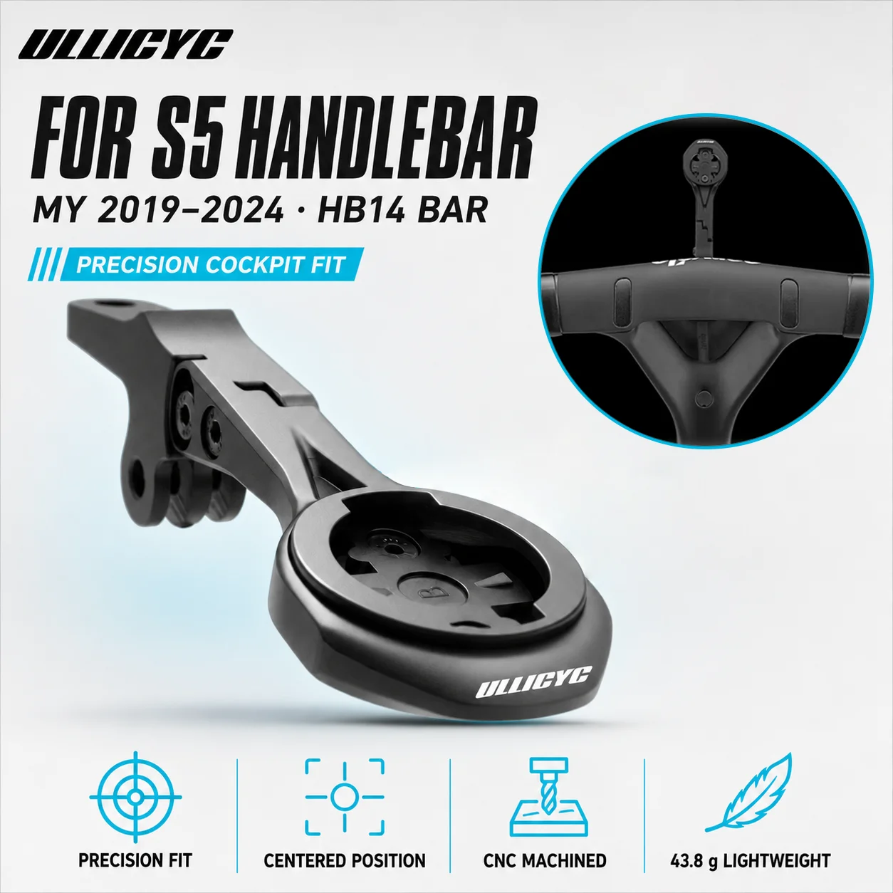 ULLICYC For S5(2019-2024) Handlebar Aluminum Alloy Bike Computer Mount Road Bike GPS Headlight Holder Bracke For GARMIN IGPSPORT