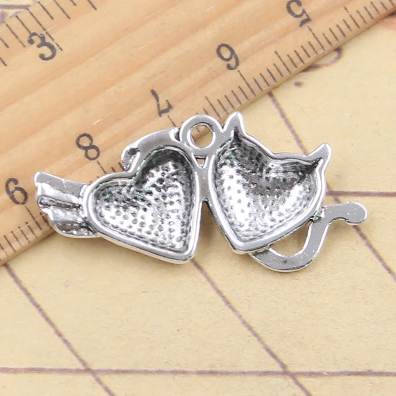 10pcs Charms Angel Demon Heart 20x39mm Tibetan Silver Color Pendants Antique Jewelry Making DIY Handmade Craft