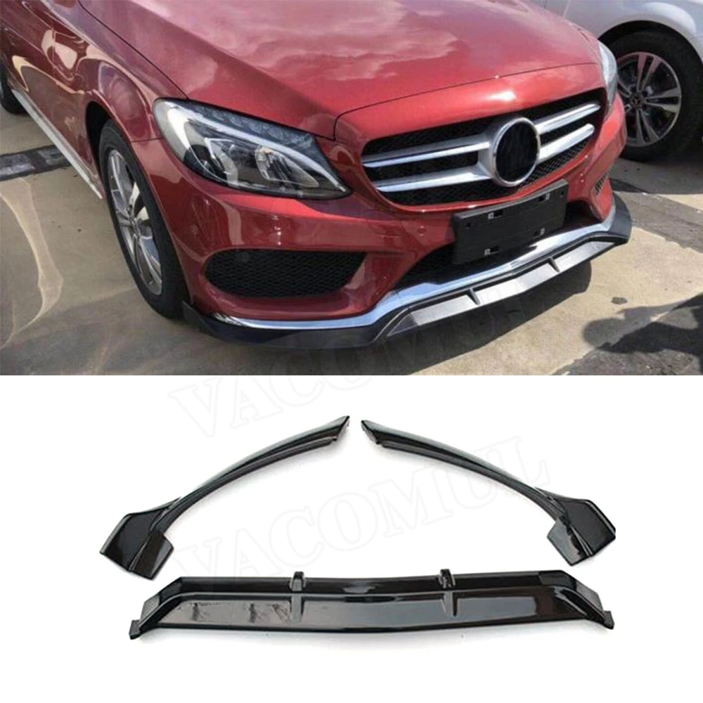 

VACOMUL ABS Piano Black Front Lip Spoiler For Mercedes Benz W205 C205 C200 C300 C43 AMG 2014-2019 Head Bumper Chin Splitters