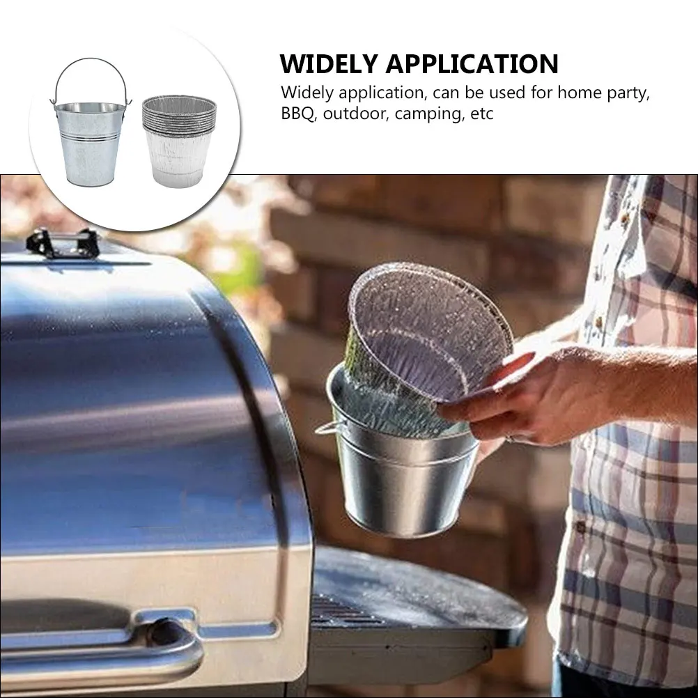 

Barbecue Oil Barrel Inner Liner Set Mini Grease Bucket Drip for Grill Accessories Pan Iron