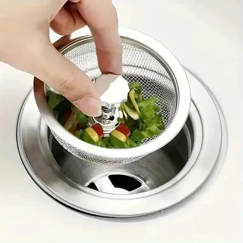 2Set Handle Stopper Kitchen Sink Strainer Stainless  Replacement Drain Basket Kitchen Sink Strainer Set With Handle Stopper Mesh