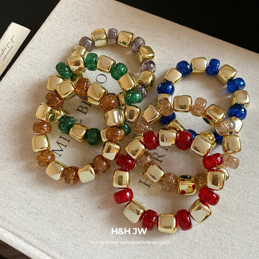 Vintage square acrylic beaded bracelet