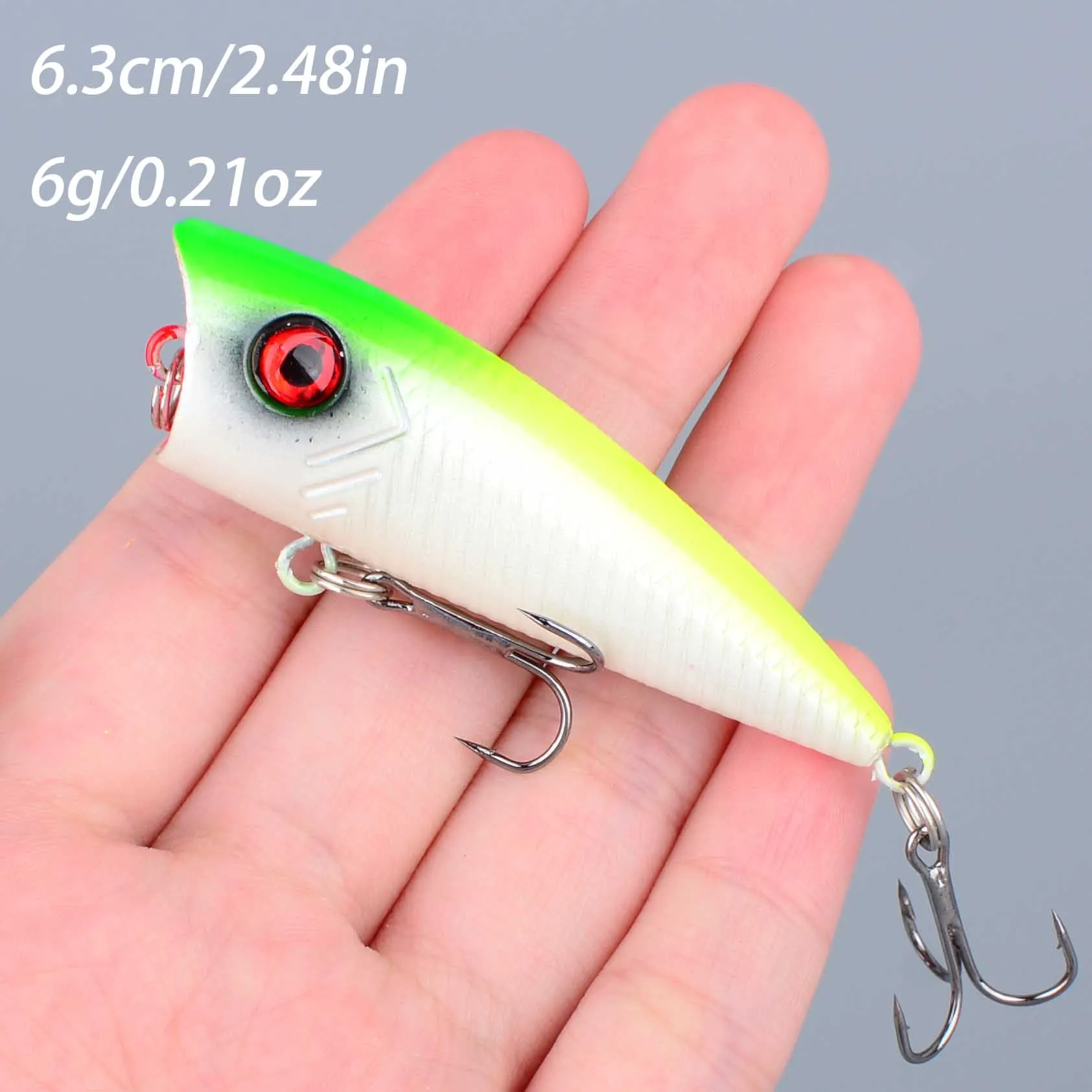 Señuelo popper de superficie para carpa con anzuelos triples - imagen 3