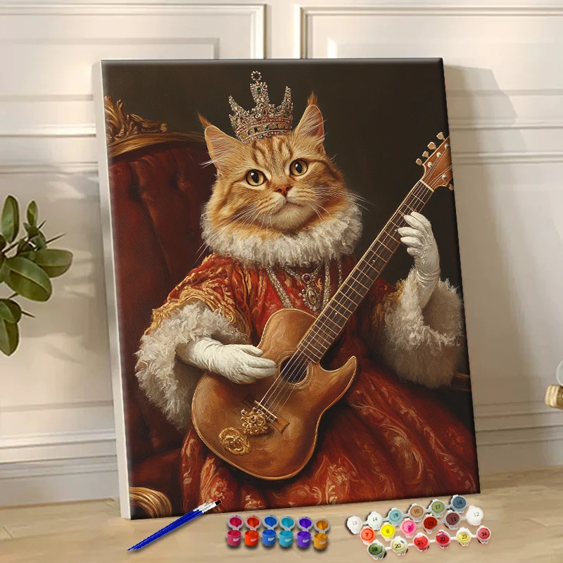 

Картина по номерам, кошка, королева, акриловая краска, холст, дропшиппинг, портрет, семейные детские фото, рождественские подарки