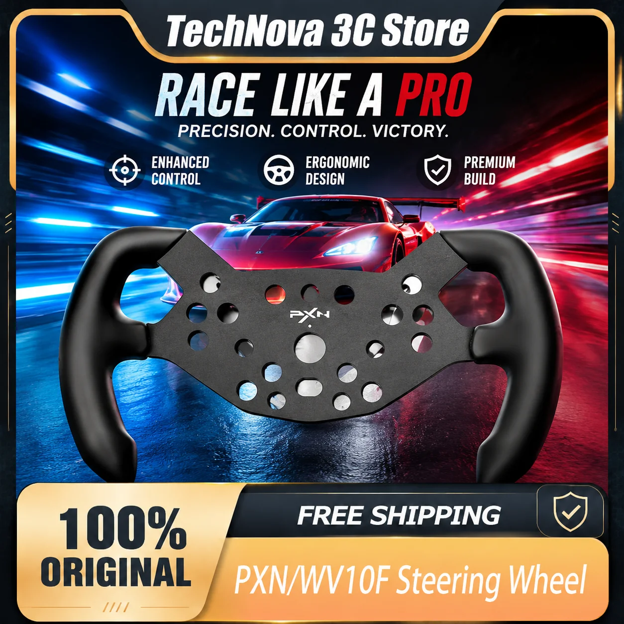 Rueda de Carreras PXN WV10F para Volante de Carreras PXN V10 V10 Pro Sim Racing F1 ETS2 Forza Horizon 5 PC