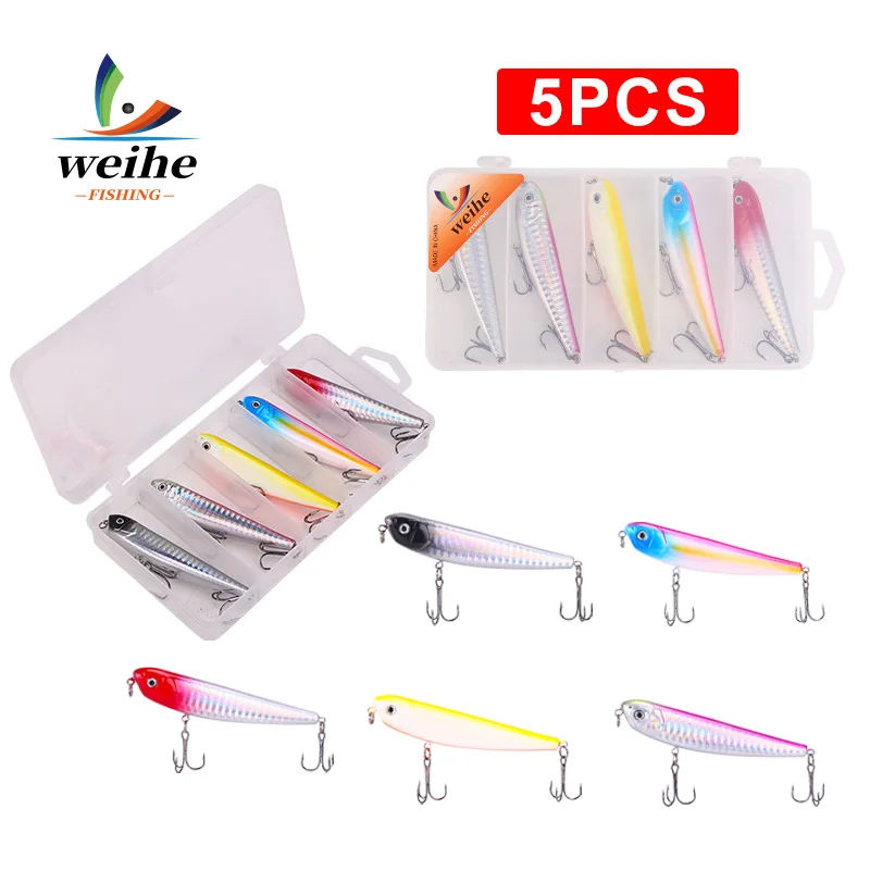 Weihe Señuelo Lápiz Flotante Cabeza Redonda 9cm 7,7g Tres Ganchos