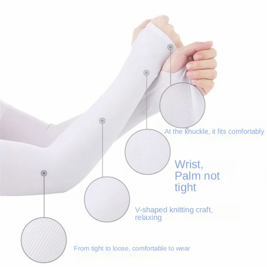 زوج واحد من الأكمام الصيفية للإصبع بارد ارتداء الكوع عالية المرونة الربيع ركوب في الهواء الطلق بدون أصابع الصيد مخصص الجليد الحرير الأكمام