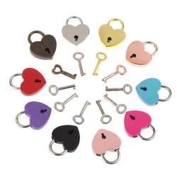 Antique Style Heart Shape Padlock Vintage Lock Pink Romantic Lovely Diary Padlocks Key Lock With Key Wedding Jewelry