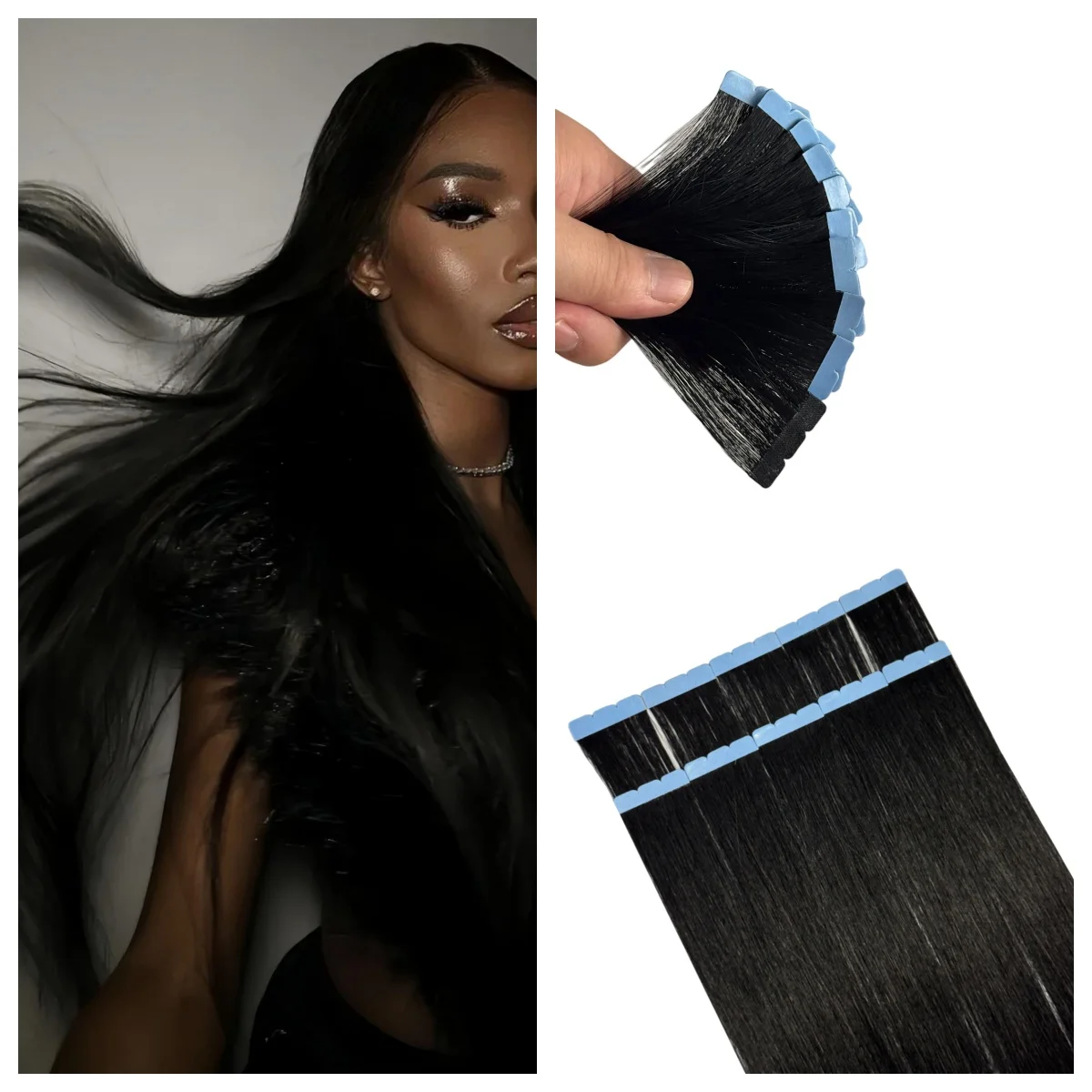 Pita Mini Dalam Ekstensi Rambut Rambut Manusia Asli Tak Terlihat 12-24 Inci 14 Warna Tersedia Pita Ekstensi Rambut untuk Wanita