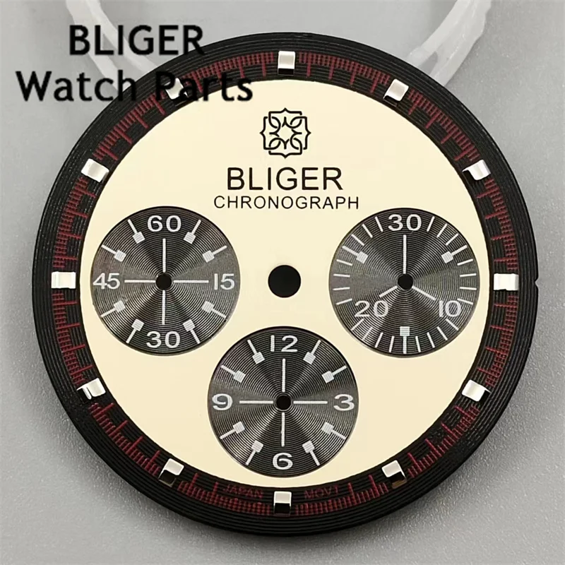 BLIGER 31.5mm VK63 Quartz movement Watch dial  Luminous hands  VK63 movements replacement accessories