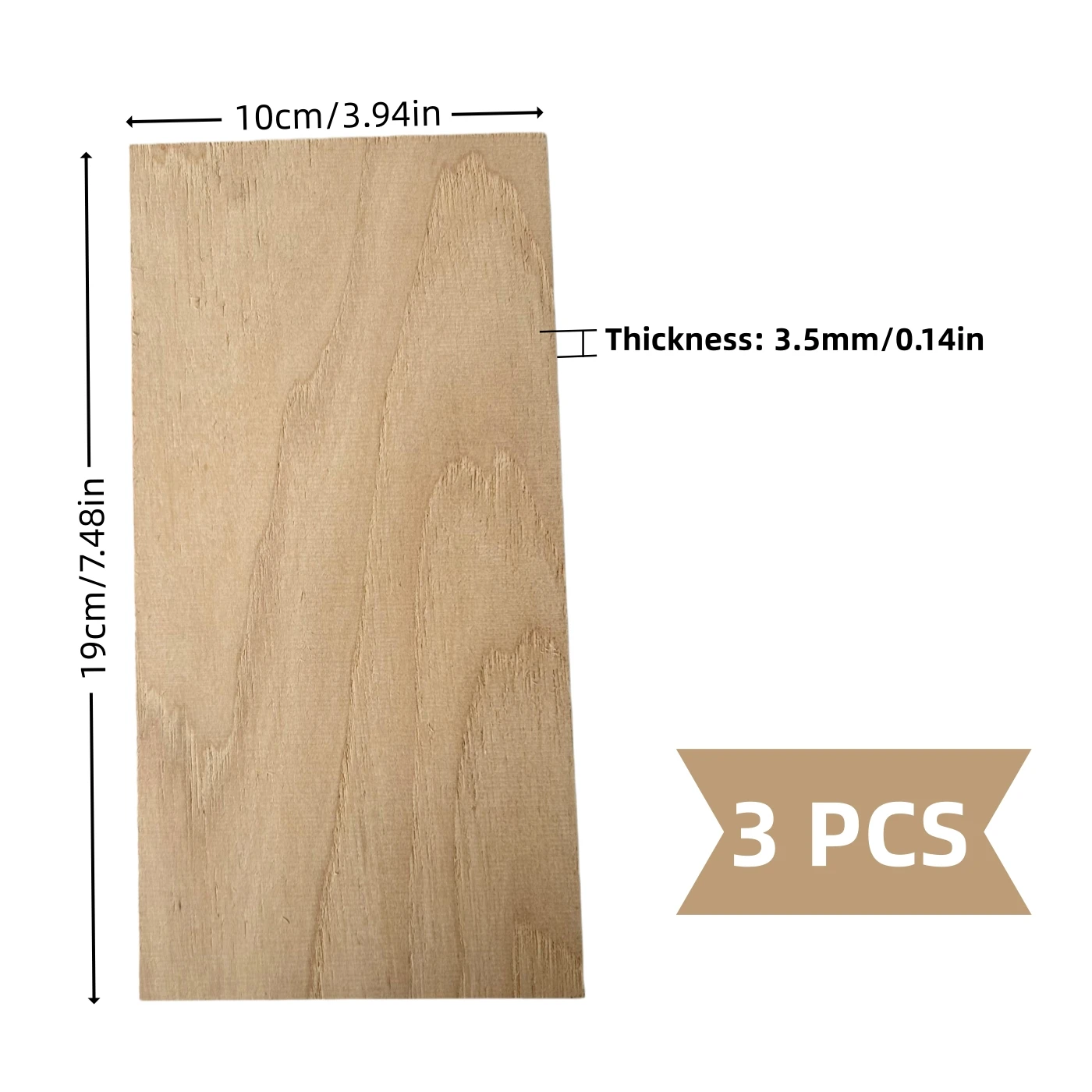 3-Pack, Hickory Wood Veneer Sheets for Laser Engraving, 3.5mm Thick Wooden Boards for Engraver Cutting, Model Making and DIY