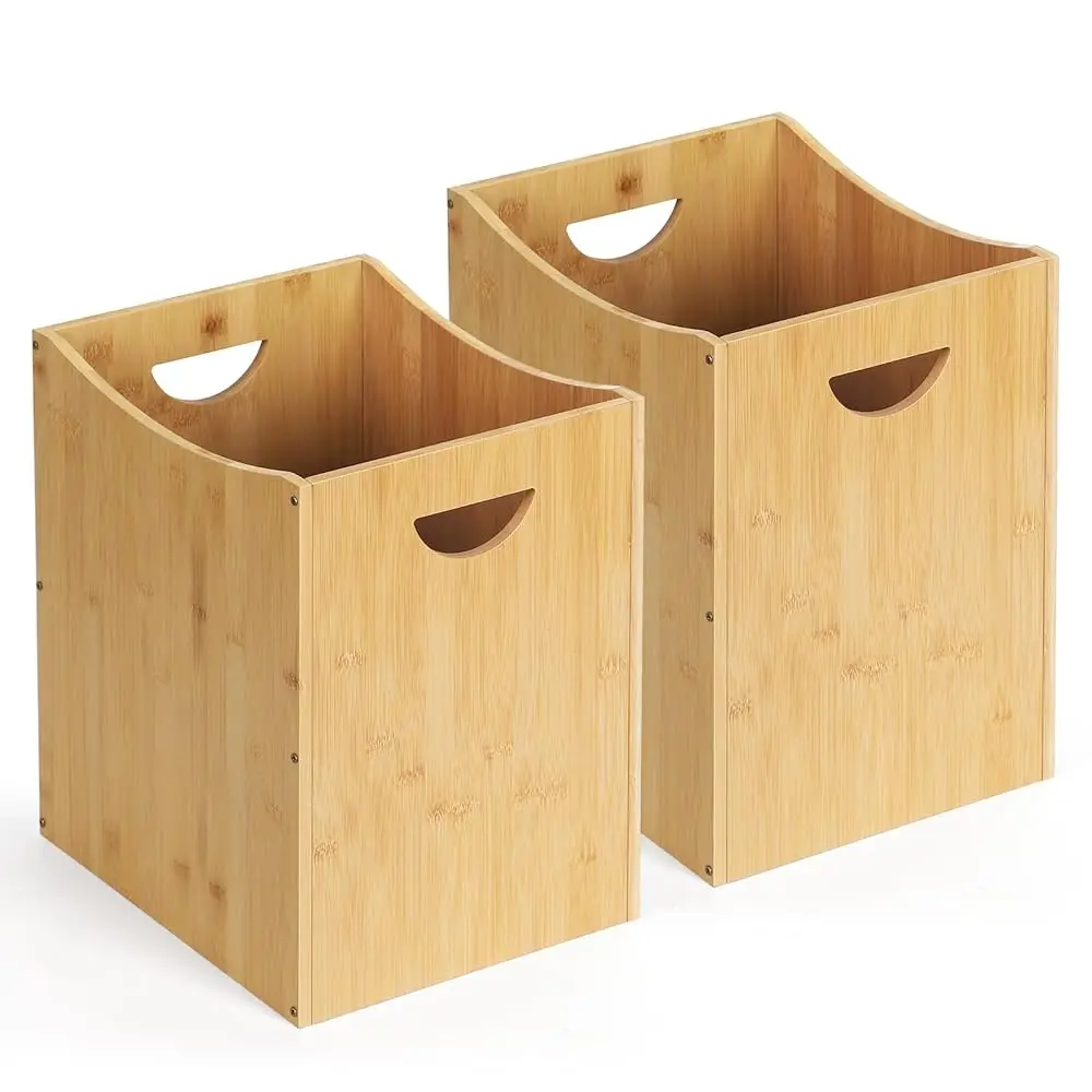 

Small Wastebaskets 2 Pack, 5 Gallon Trash Can with Handles, Rectangular Waste Baskets Bamboo Garbage Can for Bathroom Kitche