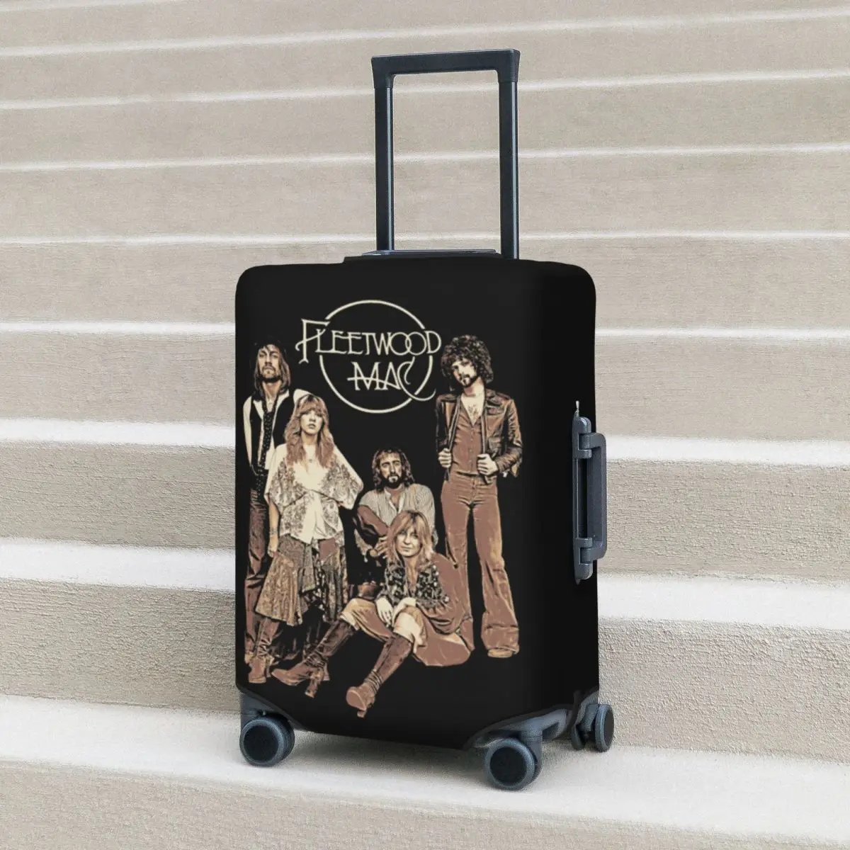 

Vintage Fleetwood Mac Suitcase Cover Protection Elastic Travel Luggage Protector Covers for 18-32 Inch