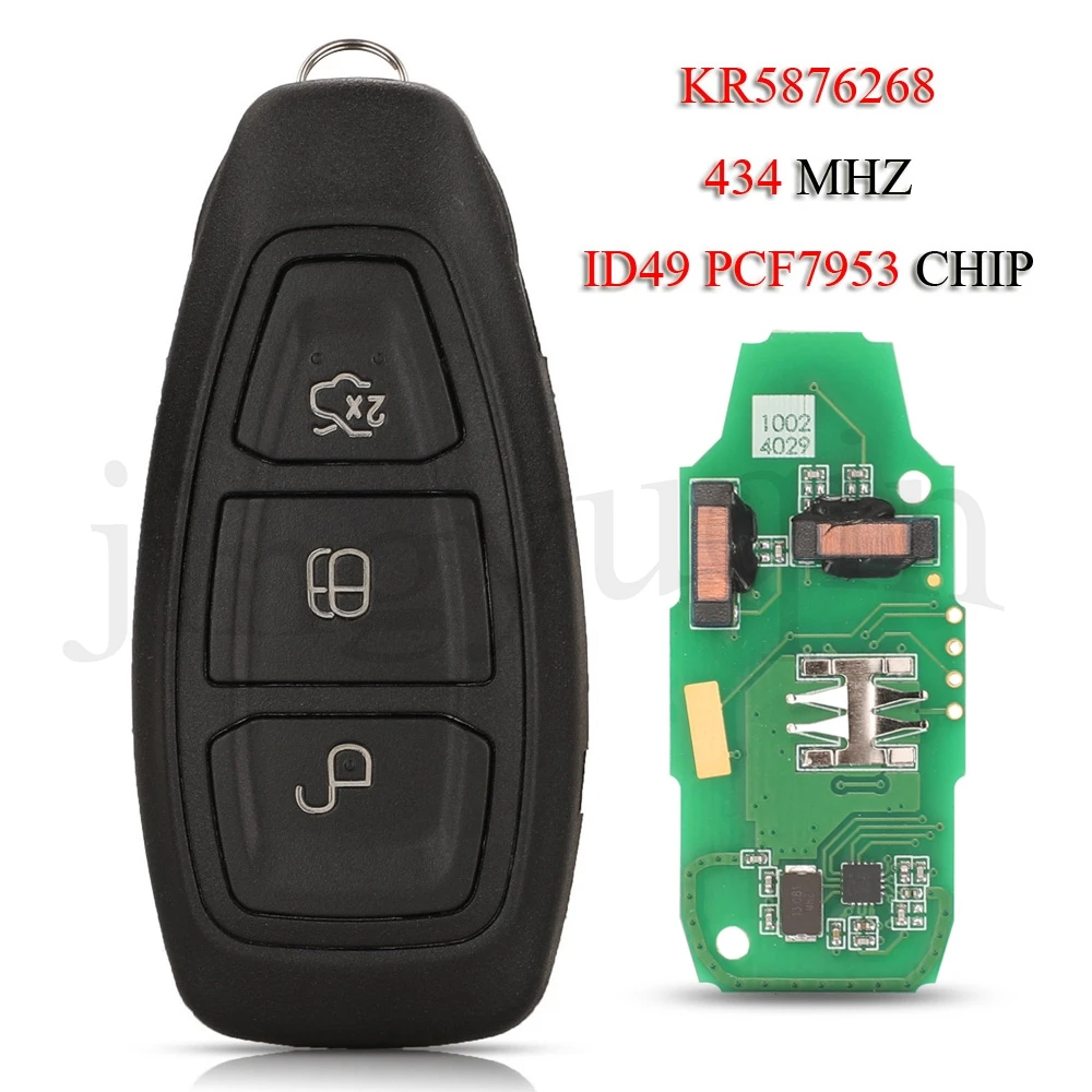 jingyuqin KR5876268 Remote Smart Car Key For Ford Kuga Grand C-Max Focus Fiesta 3 Buttons 434MHz ID49 PCF7953 Chip