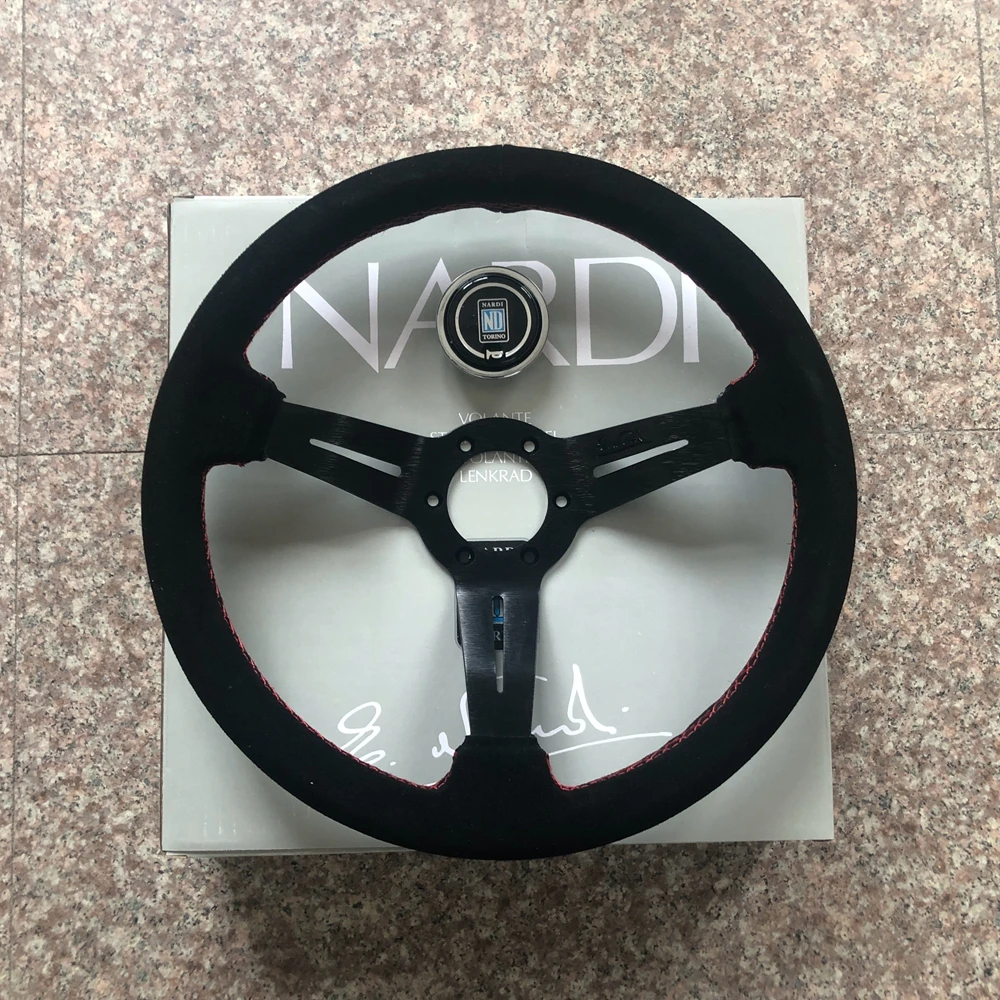 Nardi 14Inch Universal Racing Drift Nardi Steering Wheel Car ND Suede Leather JDM Steering Wheel Volantes For HONDA BMW TOYOTA