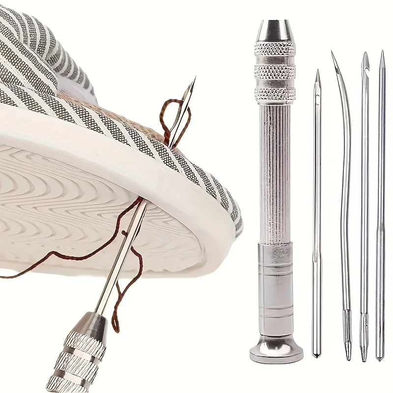 5-teiliges Nähwerkzeug-Set mit austauschbaren Köpfen – Näh- und Strickwerkzeuge aus Legierung, geeignet für die Reparatur von Schuhen zu Hause und für Bastelprojekte