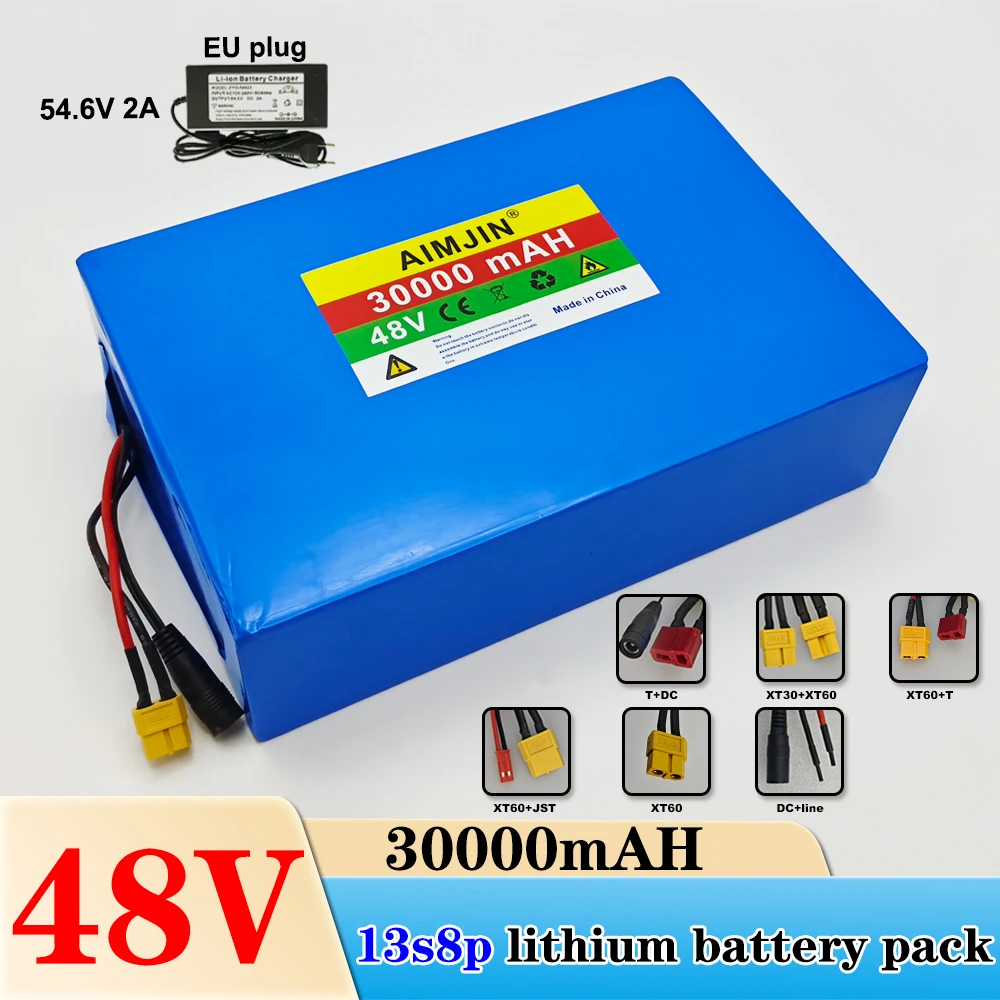 

48V 30Ah 13S8P Lithium Ion Battery Pack Built-in BMS for Scooters And Bicycles High Capacity 30000mAh Electric Vehicle Battery