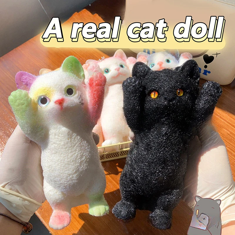 1PC Cat Doll Relaxing Squeeze Toys TPR Big Cat Three-dimensional Pinch Toys Super Cute Stress Relieving Props