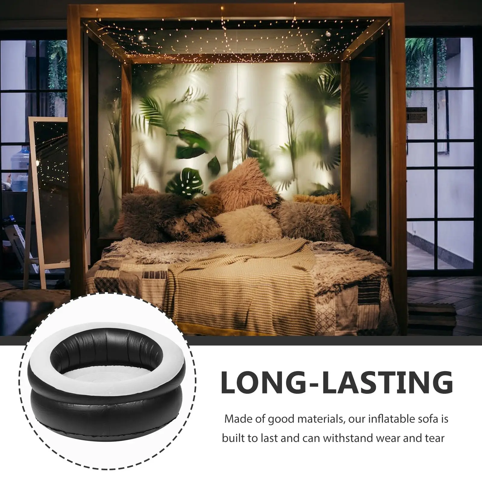 Inflatable โซฟาสตูลที่นั่งพับได้โซฟาเก้าอี้เก้าอี้แบบพกพาเก้าอี้สีสุ่ม Travel น้ําหนักเบาสบาย