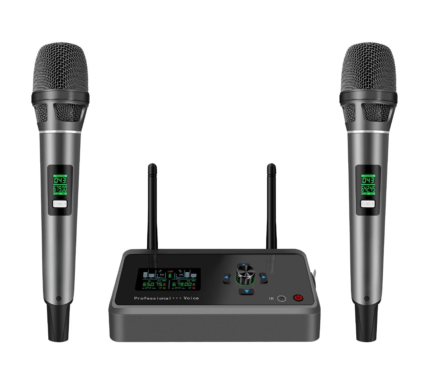 Microphone one to two UHF home karaoke host KTV singing metal wireless dynamic microphone