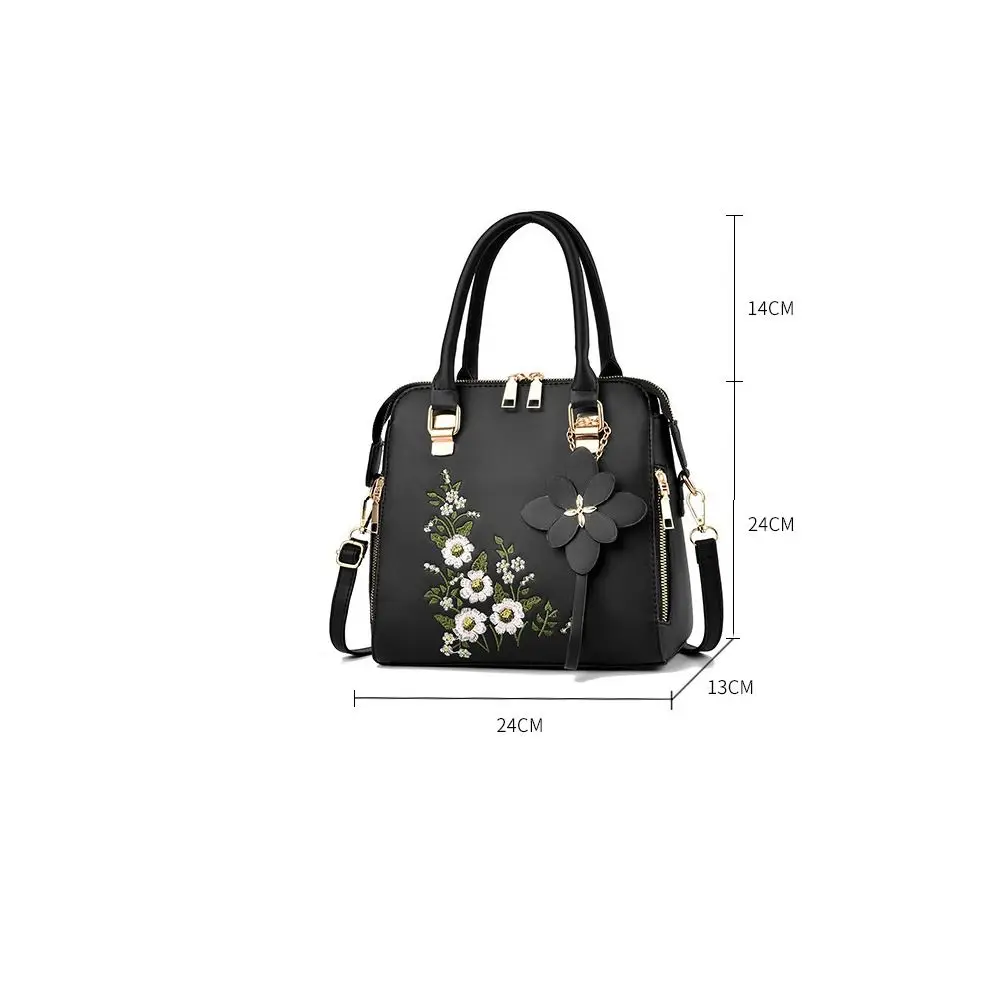 Sacs de messager portables brodés pour femmes, motif litchi, sac initié, PU, grande capacité, mode pour dames, E27